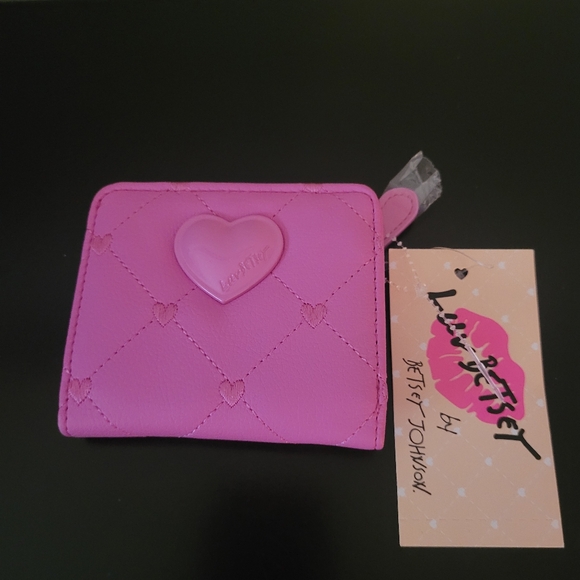 Betsey Johnson Handbags - Betsey Johnson Pink Heart Quilted Wallet